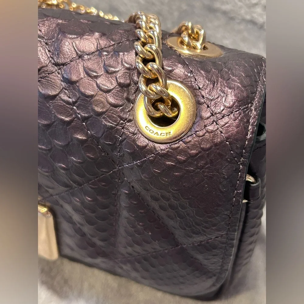 Coach Cassidy Oxblood Snake Embossed Diamond Quilted Leather Crossbody - Picture 4 of 16